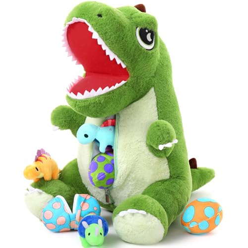 MorisMos Dino riesen Kuscheltier XXL,50cm Dinosaur Stofftier Plüschtier mit Baby im Bauch, Geburtstag Geschenk für Kinder Jungen von MorisMos