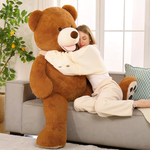 MorisMos Dunkelbraun riesen Teddy, 130cm Teddybär groß XXL, Weich Kuschelbär Plüschbär Mädchen,Teddys Bär Kuscheltier XXL Stofftier Plüschtier von MorisMos