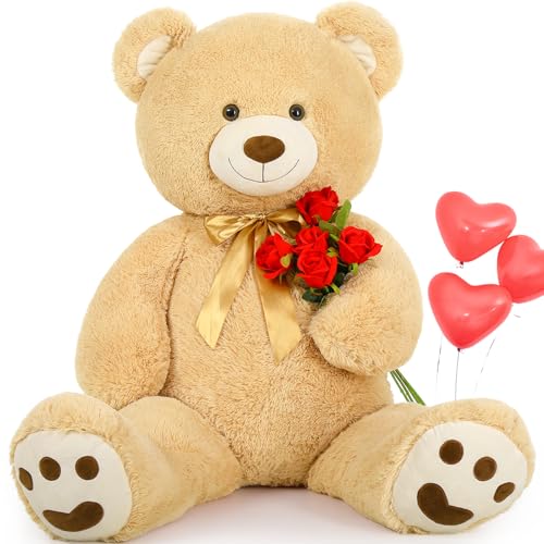 MorisMos Hellbraun 120cm Riesen Teddy, Süß Teddybär groß XXL,weich Kuscheltier XXL, Geschenk für Mädchen Freundin Frauen Mutter Kinder von MorisMos