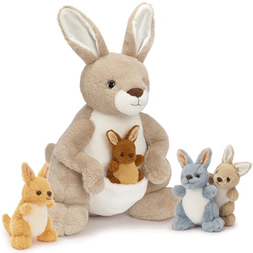 MorisMos Kangaroo Kuscheltier XXL mit Baby im Bauch, weich plüschtier stofftier Geburtstag Weihnachten Geschenk Kinder von MorisMos