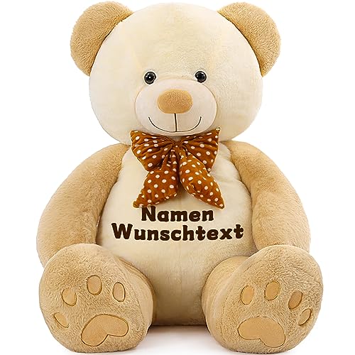 MorisMos Personalisiert Geschenk für Frauen Freundin, XXL riesen Teddybär mit Namen oder Wunschtext, 120cm Süß groß Kuschelig Bär XXL kuscheltiere plüschtier Stofftier Spielzeug(Hell Braun) von MorisMos