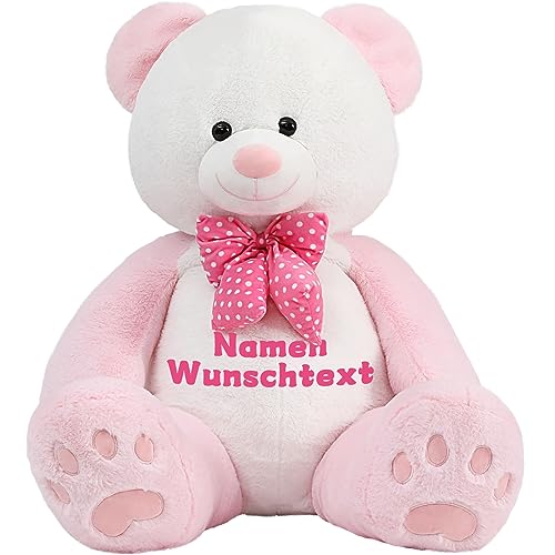 MorisMos Personalisiert Geschenk für Fraun Freundin, XXL riesen Teddys mit Namen oder Wunschtext, 120cm groß Weich Kawaii Teddybär XXL Kuscheltier plüschtiere Stofftier Puppe(Rosa) von MorisMos