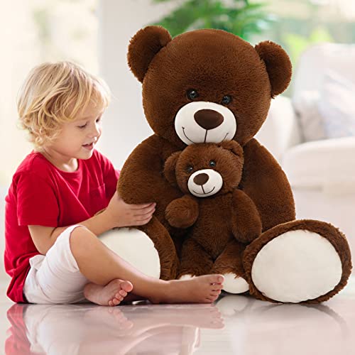 MorisMos Riesen Teddy großer Teddybär mit Baby 100cm Teddybär groß XXL Kuscheltier Stofftiere Teddys Riesen Teddy Bear Plüschbär Kuschelbär Geburtstag Paare von MorisMos