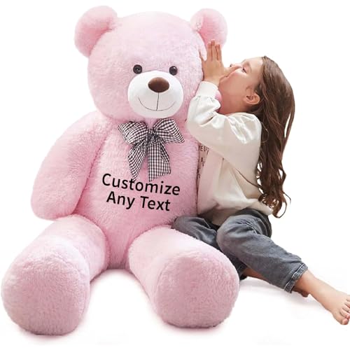 MorisMos Weihnachts Personalisiert Geschenk für Frauen,120cm riesen Teddys Weihnachtsdeko, Rosa groß Teddybär XXL Plüschbär Kuschelbär von MorisMos