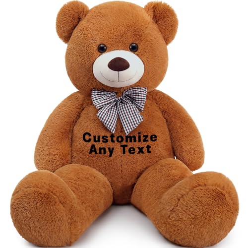 MorisMos Weihnachts Personalisiert Geschenke für Freund,120cm riesen Teddy Weihnachtsdeko, Dunkelbraun groß Teddybär XXL Plüschbär Kuschelbär Bear von MorisMos