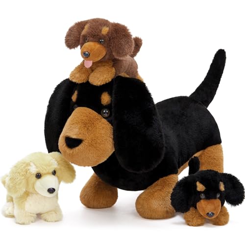 MorisMos 45cm lang Dackel Hund Mama Kuscheltier XXL mit 3 welpen im Bauch, Schwarz dackel plüschhund weich plüschtier stofftier, dogteddy Geburtstag Weihnachten Geschenk Kinder Baby MorisMos 45cm lang Dackel Hund Mama Kuscheltier XXL mit 3 welpen im Bauch, Schwarz dackel plüschhund weich plüschtier stofftier, dogteddy Geburtstag Weihnachten Geschenk Kinder Baby von MorisMos