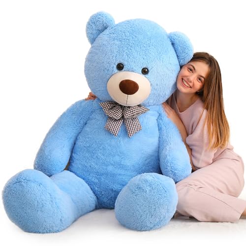 MorisMos XXL Teddybär 120 cm groß - Blau Teddy Bär Stofftier Plüschtier Kuscheltier für Babys, gefüllt riesen Teddy Geschenk Freundin Mädchen Kinder von MorisMos