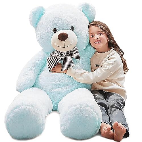 MorisMos XXL Teddybär 120 cm groß - Hell Blau Teddy Bär Stofftier Plüschtier Kuscheltier für Babys, gefüllt riesen Teddy Geschenk Freundin Mädchen Kinder von MorisMos