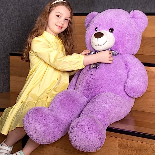 MorisMos XXL Teddybär 120 cm groß - Lilac Teddy Bär Stofftier Plüschtier Kuscheltier für Babys, gefüllt riesen Teddy Freundin Mädchen Kinder von MorisMos