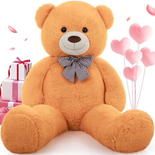 MorisMos XXL Teddybär 120 cm groß - Orange Teddy Bär Stofftier Plüschtier Kuscheltier für Babys, gefüllt riesen Teddy Geschenk Freundin Mädchen Kinder von MorisMos