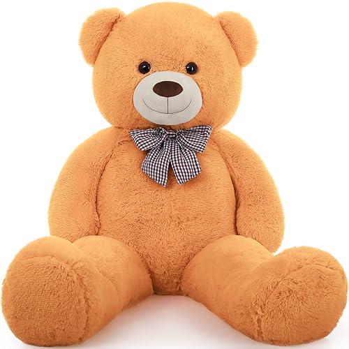 MorisMos XXL Teddybär 120 cm groß - Orange Teddy Bär Stofftier Plüschtier Kuscheltier für Babys, gefüllt riesen Teddy Geschenk Freundin Mädchen Kinder von MorisMos