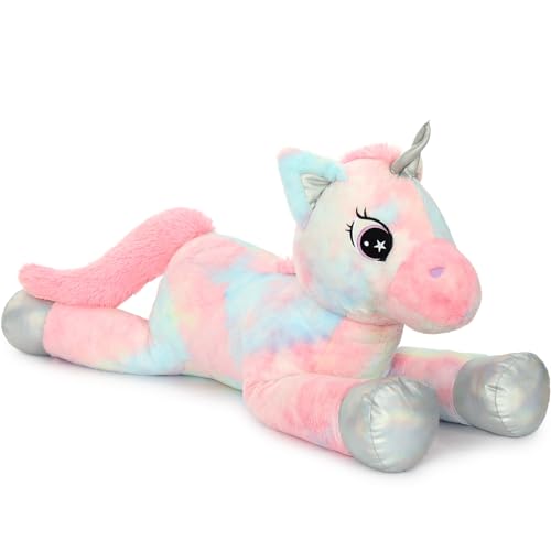 MorisMos riesen Einhorn Kuscheltier XXL,110cm rosa bunt Einhorn plüschtier Stofftier, Geschenk für Mädchen Baby von MorisMos