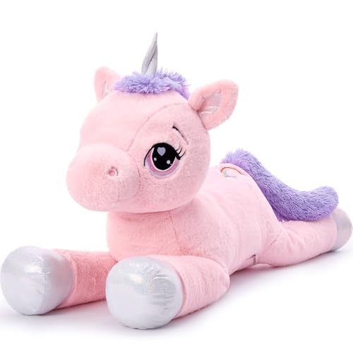 MorisMos riesen Einhorn Kuscheltier XXL,110cm rosa Lilac groß Einhorn plüschtier Stofftier, Geburtstag Weihnachten Geschenk für Mädchen Kinder von MorisMos