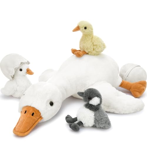 MorisMos riesen Gans Kuscheltier XXL mit 3 Babys im Bauch, 60cm lang groß Plüsch Gans Stofftier Kissen, Gänse gooseteddy Geburtstag Weihnachten Geschenk Kinder MorisMos riesen Gans Kuscheltier XXL mit 3 Babys im Bauch, 60cm lang groß Plüsch Gans Stofftier Kissen, Gänse gooseteddy Geburtstag Weihnachten Geschenk Kinder von MorisMos