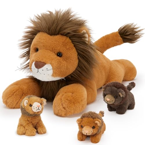 MorisMos riesen Löwe Kuscheltier XXL mit 3 Babys, 50cm lang weich Kuschel-Löwen Plüschlöwe Plüschtier Stofftier, Lion Geburtstag Weihnachten Geschenk Kinder von MorisMos