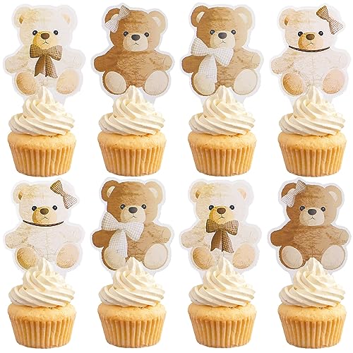 Morofme Bär Cupcake Toppers 48pcs Bär Baby Dusche Kuchen Toppers Wir können bärig warten Kuchen Cupcake Topper Dekoration für Bär Thema Geburtstag Baby Dusche Geschlecht Reveal Party Supplies von Morofme