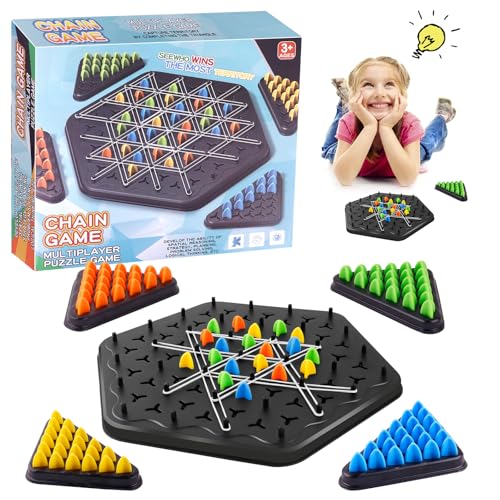 Morofme Ketten-Dreieck-Schach-Brettspiel Strategie-Spiel Tisch-Puzzle-Spiel für Kinder und Erwachsene Familienspiel Eltern-Kind-Interaktiv-Logik-Schach-Schienen-Spielzeug von Morofme