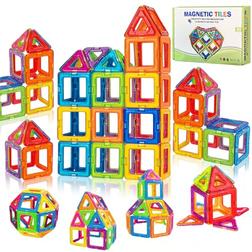 Morofme Magnetische Fliesen Bausteine STEM Spielzeug für Kleinkind Kinder 3D Magnet Building Game Bau Pädagogisches Lernen Stapeln Block Spielen Montessori Spielzeug Geschenke für Jungen Mädchen von Morofme