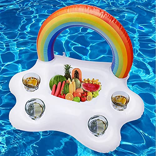 Morofme Regenbogen Wolke Aufblasbarer Getränkehalter Schwimmender Getränke Salat Obst Servier Bar Tisch Bar Pool Float Party Pool Kühler Getränke Float, Sommer Strand Tasse Flaschenhalter von Morofme