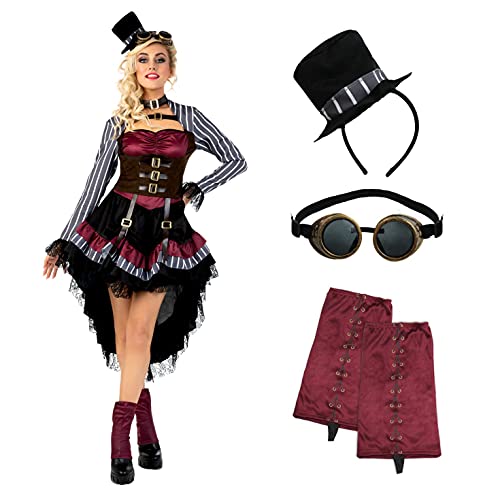 Morph Karneval Kostüm Damen Steampunk, Kostüm Steampunk Damen, Steampunk Damen Kostüm, Damen Kostüm Steampunk, Halloween Kostüm Damen Steampunk, Steampunk Damen Kleid, Gothic Kleidung Damen M von Morph