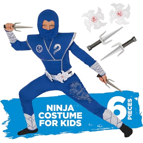 Morph Costume Ninja Kostüm Kinder, Ninja Kostüme Für Kinder, Karneval Kostüm Kinder Ninja, Kostüm Kinder Jungen Ninja Faschingskostüm Kinder Größe M von Morph