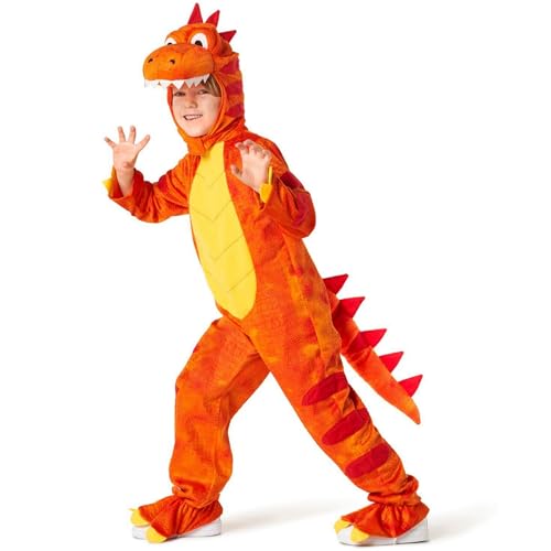 Morph Dino Kostüm Kind, Dino Kostüm Kinder, Dinokostüm Kinder, Orange Kinder Dino Kostüm, Dinosaur Costume Kids - 7-9 Jahre von Morph