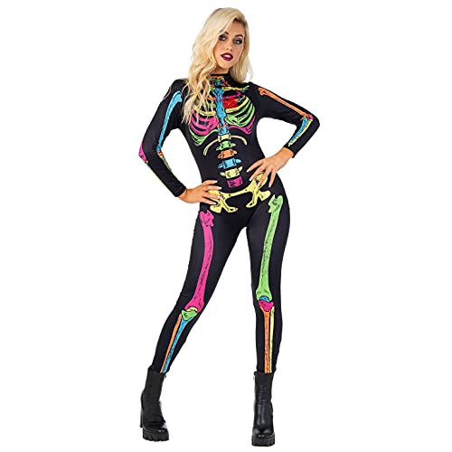 Morphsuits Halloween Kostüm Damen, Skelett Anzug Damen, Halloween Kostüm Skelett Damen, Skelett Kostüm Damen Leuchtend - M von Morph