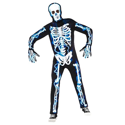 Morph Halloween Kostüm Herren, Skelett Jumpsuit Halloween, Skelett Kostüm Herren Jumpsuit, Skelett Herren, Skelett Kostüm Erwachsene, Skelett Overall Herren - L von Morph