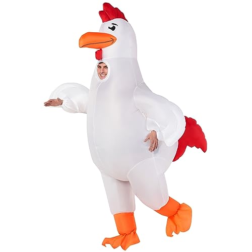 Morph Hahn Kostüm, Hahn Kostüm Erwachsene, Huhn Kostüm Erwachsene, aufblasbares Kostüm Hahn, Hühner Kostüm Erwachsene, Chicken Kostüm, Kostüm Herren Aufblasbar, Hühnerkostüm von Morph