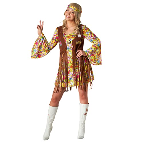 Morph Hippie Kostüm Damen Kleid, Hippie Damen Kleid, 70er Jahre Kostüm Damen, 70er Kostüm Damen, Hippy Kostüm Damen - S von Morph