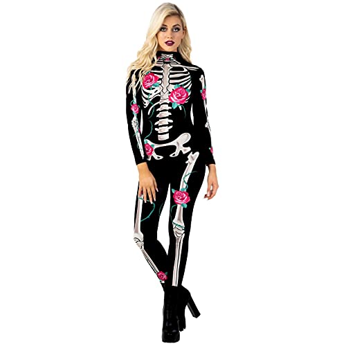 Morph Halloween Kostüm Damen, Skelett Body Damen, Halloween Jumpsuit Damen, Halloween Bodysuit Damen, Jumpsuit Skelett Damen, Skelett Anzug Damen, Skelett Kostüm Damen - XL von Morph