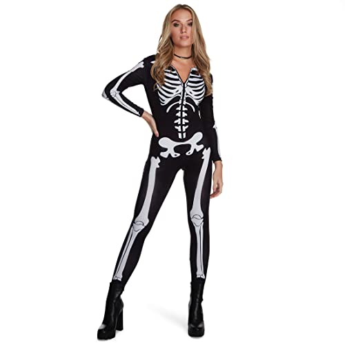 Morph Halloween Kostüm Damen, Skelett Halloween Kostüm Damen, Skelett Jumpsuit Damen, Body Skelett Damen, Halloween Kostüm Skelett Damen, Halloween Skelett Kostüm Damen, Skelett Anzug Damen S von Morph