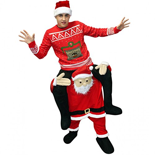 Morph Weihnachtsmann Huckepack Kostüm, Huckepack Kostüm Weihnachtsmann, Huckepack Weihnachtsmann, Huckepack Kostüm Weihnachten, Weihnachts Kostüm Herren, Nikolaus Kostüm für Erwachsene von Morph