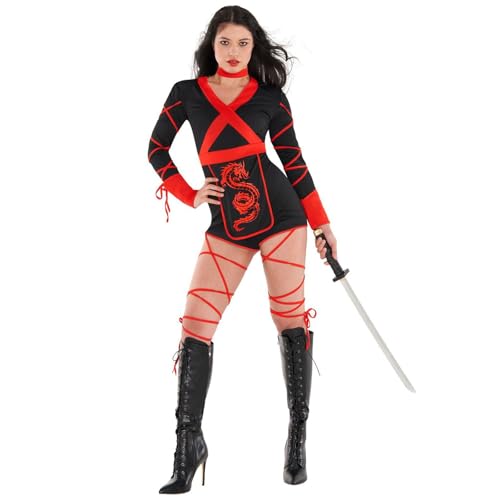 Morph Ninja Kostüm Damen, Faschingskostüme Damen Ninja, Halloween Kostüm Damen Ninja, Kostüm Ninja Damen, Kostüm Damen Ninja, Ninja Damen Kostüm, Ganzkörperanzug Ninja Kostüme - L von Morph