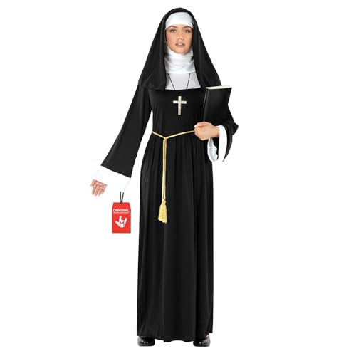 Morph Nonnenkostüm für Damen, Nonnen-Outfit mit Haube, Perfekt für Halloween und Karneval, M Morph Nonnenkostüm für Damen, Nonnen-Outfit mit Haube, Perfekt für Halloween und Karneval, M von Morph