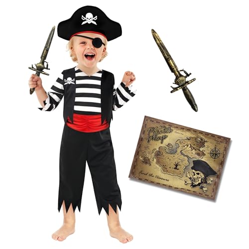 Morph Piratenkostüm Jungen, Kostüm Junge Pirat, Kostüm Kind Pirat, Pirat Kinderkostüm, Pirat Kostüm Kind, Piratenkostüm Kind, Pirat Kostüm Kinder - 3-4 Jahre von Morph