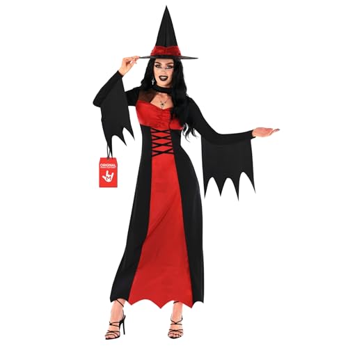 Morph Rotes Hexenkostüm für Damen, Halloween Hexen Outfit, Perfekt für Partys und Fasching, XL Morph Rotes Hexenkostüm für Damen, Halloween Hexen Outfit, Perfekt für Partys und Fasching, XL von Morph