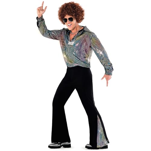 Morph Shlagermove Kleidung Herren, Glitzer Herren Kleidung, 80er Disco Outfit - L von Morph