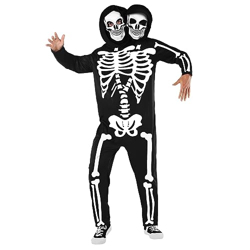 Morph Skelett Kostüm Herren, Zweiköpfiges Skelett Kostüm Herren, Halloween Skelett Kostüm Herren, Halloween Kostüm Herren, Skelett Kostüm Männer - L von Morph