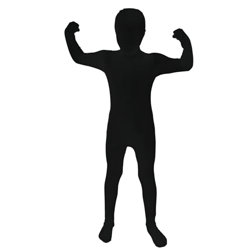 Morphsuits Schwarzer Ganzkörperanzug für Kinder, Lustiges Faschingskostüm Jungen Mädchen - L (120cm-137cm) von Morphsuits