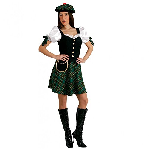 Mortino Kostüm Schottin Gr. S- XL Kleid grün kariert Fasching Verkleidung Schottland (L) von Mortino