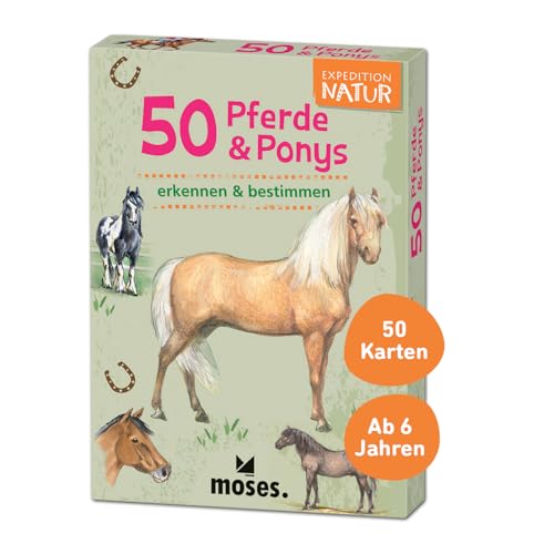 moses Expedition Natur 50 Pferde-Kartenset mit Bestimmungskarten & Quizfragen, White, Large von moses