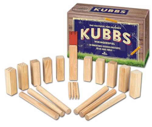 moses. Kubb – Wikingerspiel, Geschicklichkeitsspiel aus Holz für draußen, Schwedenschach für den Garten, im kompakten Format besonders geeignet für unterwegs und auf Reisen von moses