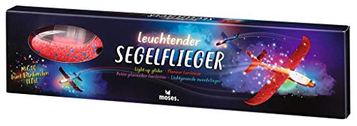 Moses. Leuchtender Segelflieger mit LED-Beleuchtung in Rot, Leichter Bausatz für Kinder, 47 cm Länge, umweltfreundliches Segelflugzeug von moses