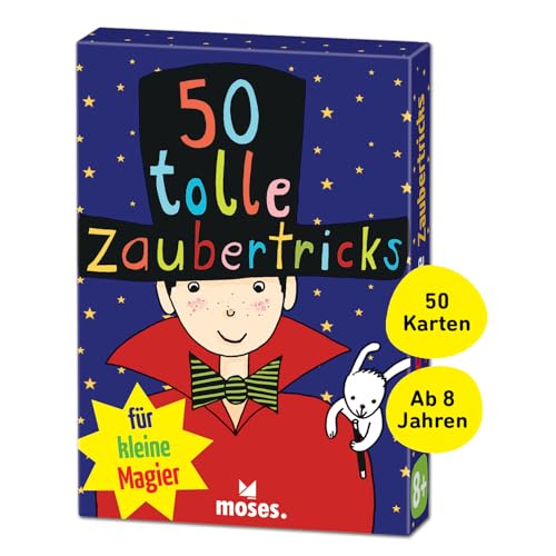 Moses 42777699 50 tolle Zaubertricks für kleine Magier | Kinderbeschäftigung | Kartenset, White von moses