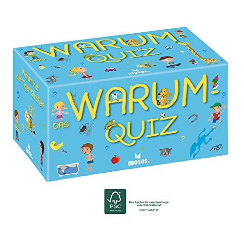 moses. Das Warum-Quiz, Kinder Wissensquiz mit 100 spannenden Warum-Fragen, Kinderquiz rund um Allgemeinwissen, Ratespiel für neugierige Kids ab 6 Jahren, White von moses