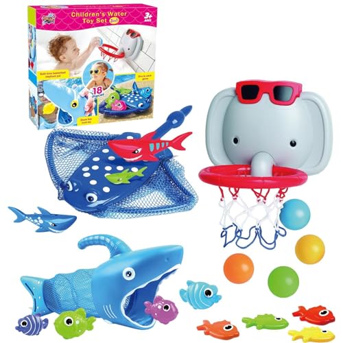 Moslalo Badetierspielzeug,Badewannen-Reifenbälle - 18 Stück Hoop-Bälle mit Tiermotiv für die Badewanne - Spielzeug für die frühe Entwicklung von Kindern, Badezeit-Ballspiel für Badezimmer, Badewannen, von Moslalo