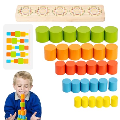 Moslalo -Blöcke, Stapelblöcke, Holzbausteine, Stapelspielzeug, Lern- und Lernspiele, Feinmotorikspielzeug, Kleinkindbrettspiele für Kinder von Moslalo