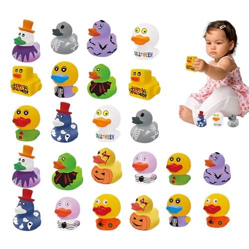 Moslalo Gummienten für Halloween, Gummienten für Halloween-Partys,Badespielzeug Duschente Kinder Halloween Duckies | Kinder-Halloween-Enten, 24 Stück, für Kinder-Partygeschenke, Trick-Halloween- von Moslalo