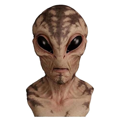 Moslalo Lustige Alien-Maske, realistische Alien-Maske | Gruselige Alien-Maske,Realistische Vollkopf-Maske, gruselige Alien-Maske, lustige Halloween-Kostüm-Party-Requisiten für Damen und Herren von Moslalo